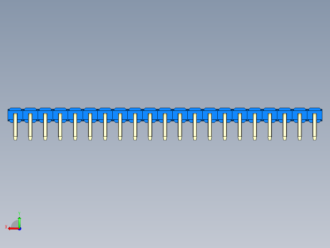 彩色公排针 100mil 2.54mm 系列-DS1022_blue_1x21p_100mil_TypeD_rev1.0后视图