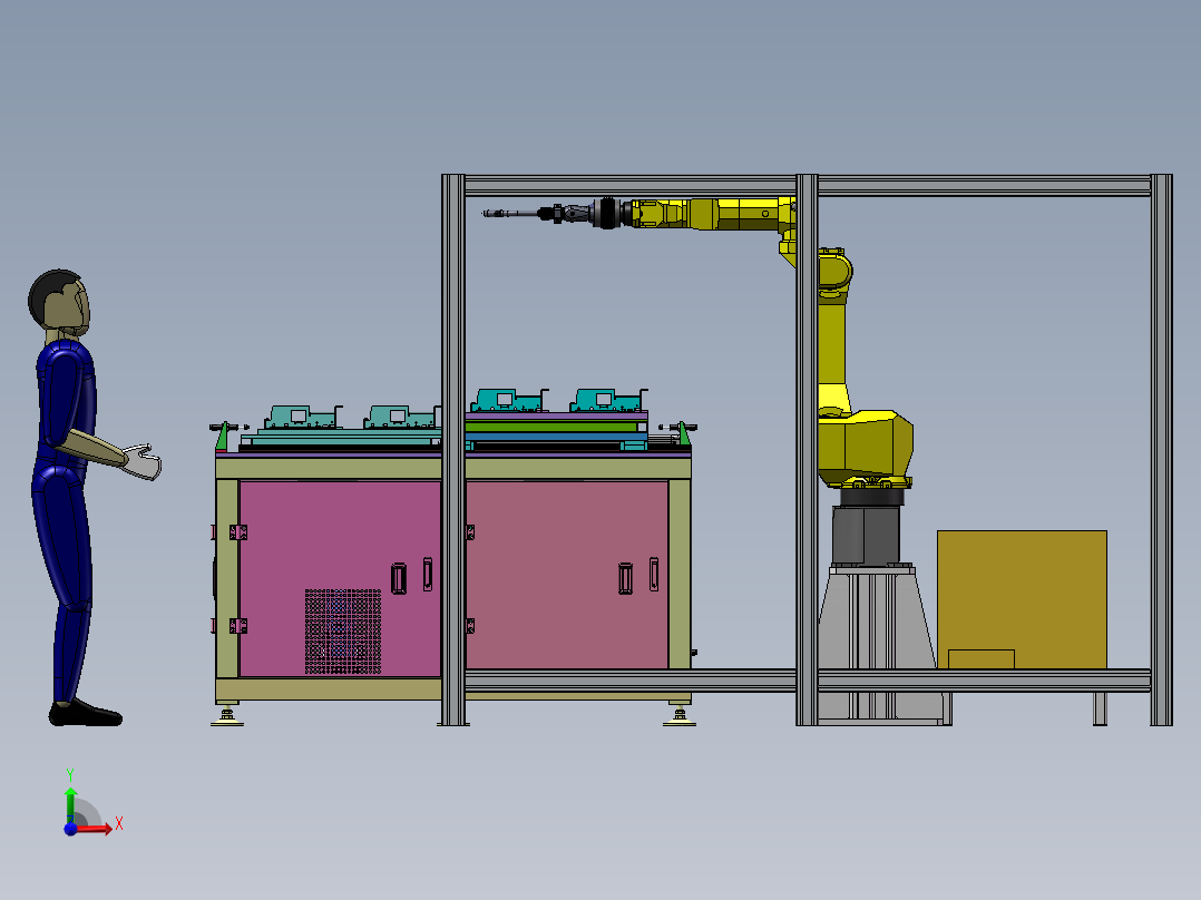 电梯厅门头双层升降交换焊接工作站sw19可编辑前视图