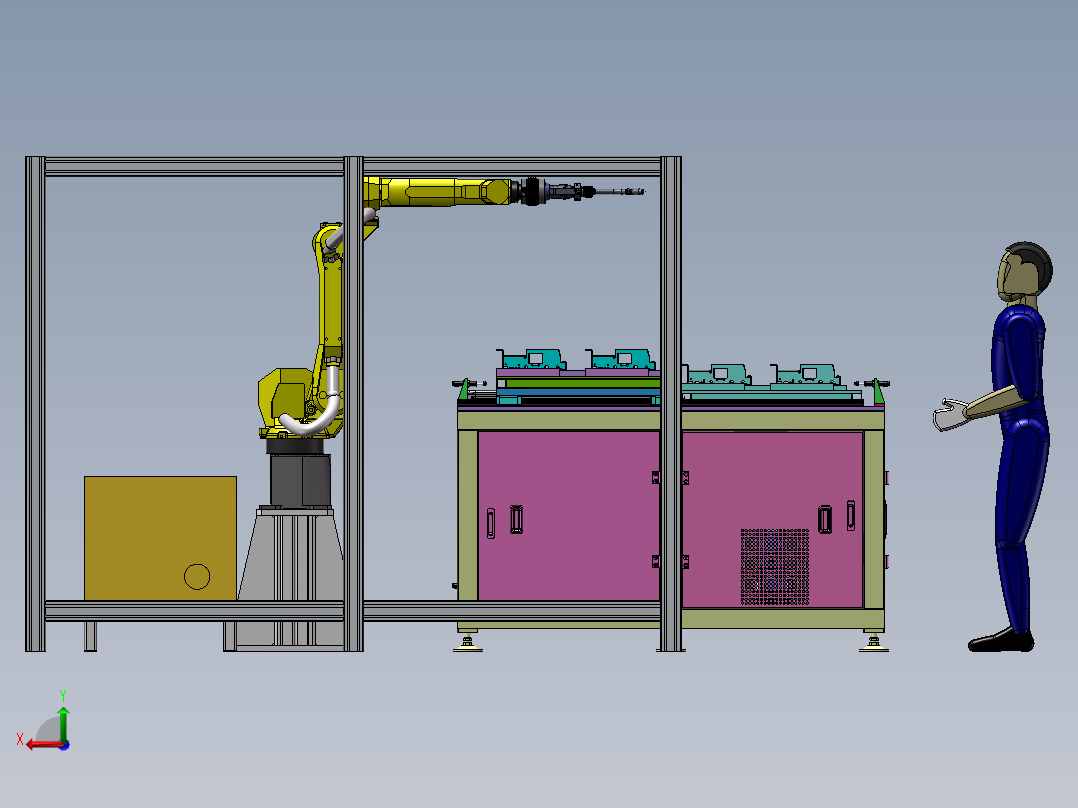 电梯厅门头双层升降交换焊接工作站sw19可编辑后视图