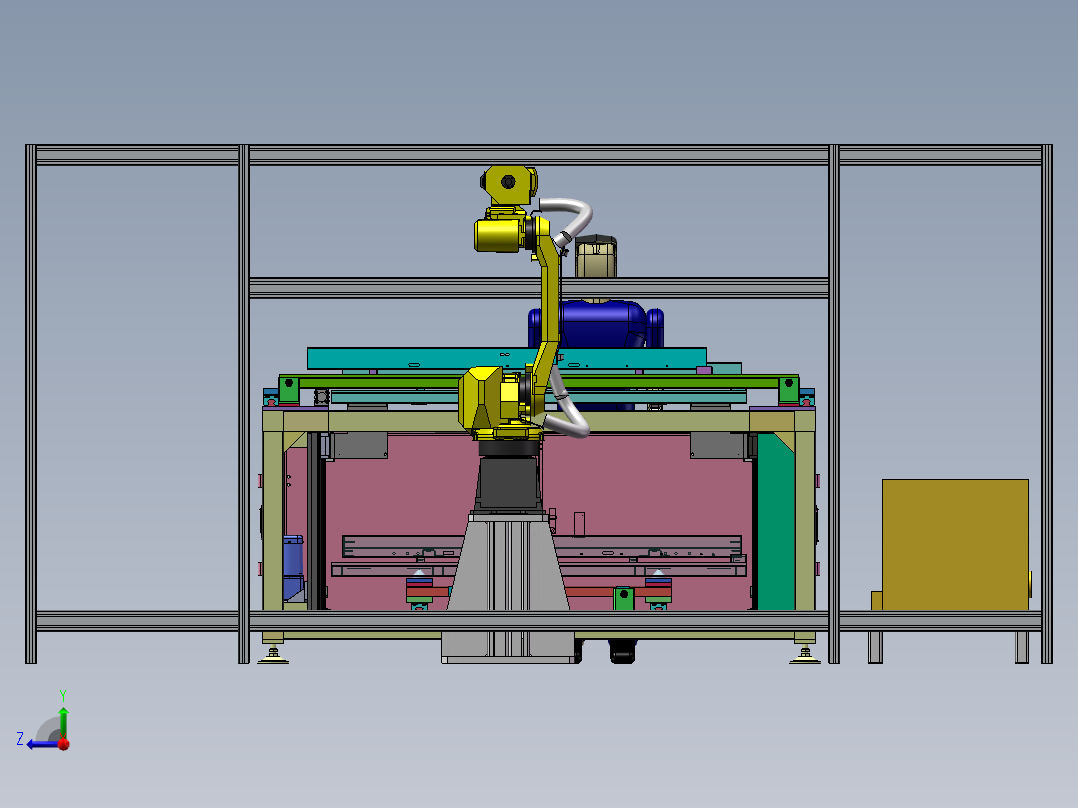 电梯厅门头双层升降交换焊接工作站sw19可编辑右视图