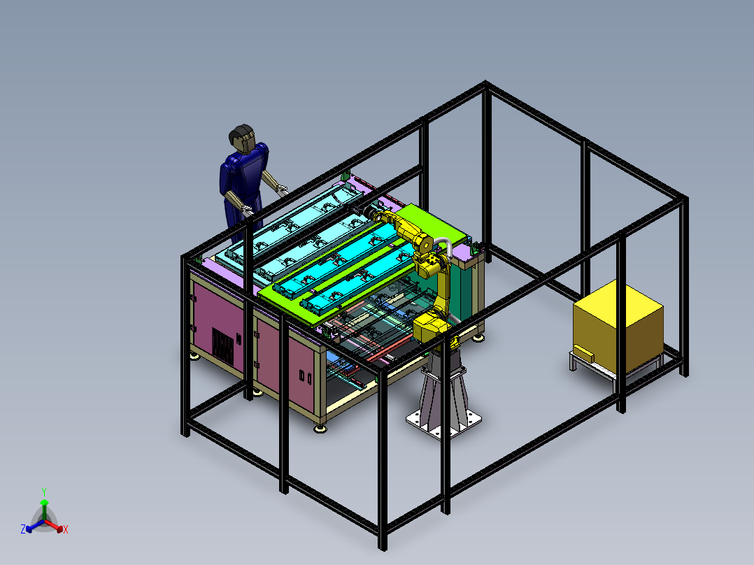电梯厅门头双层升降交换焊接工作站sw19可编辑正等轴测图