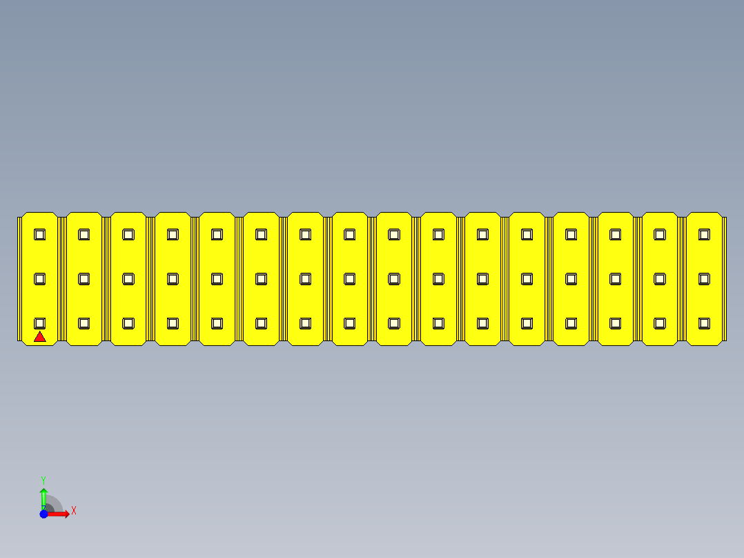 彩色公头100mil（2.54mm）系列-DS1021_yellow_3x16p_100mil_Type1_rev1.0前视图