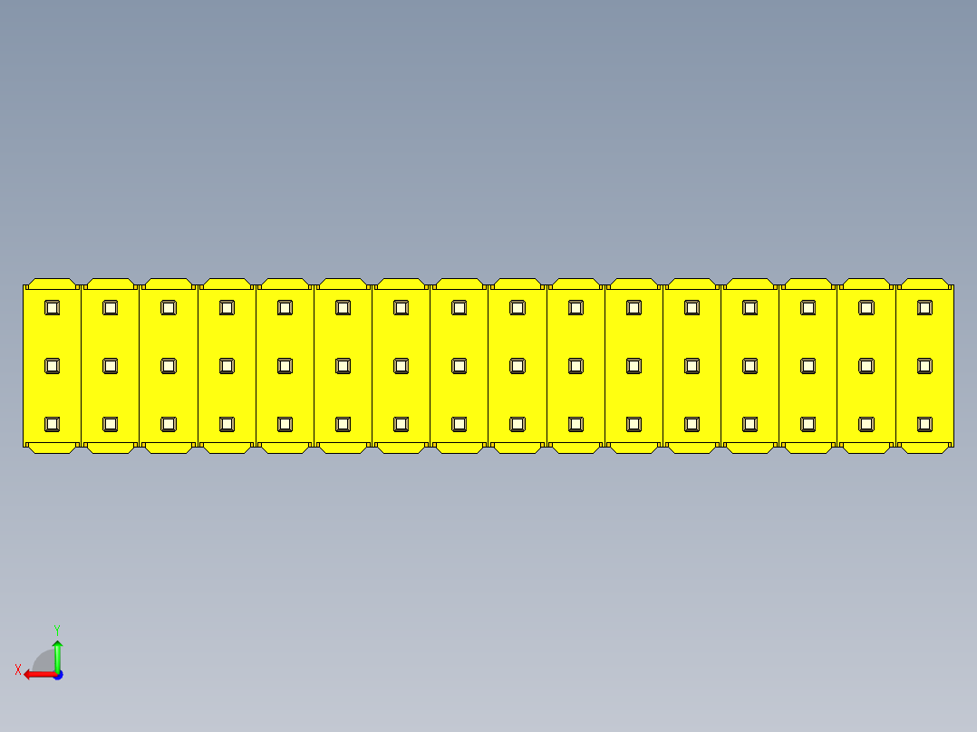 彩色公头100mil（2.54mm）系列-DS1021_yellow_3x16p_100mil_Type1_rev1.0后视图