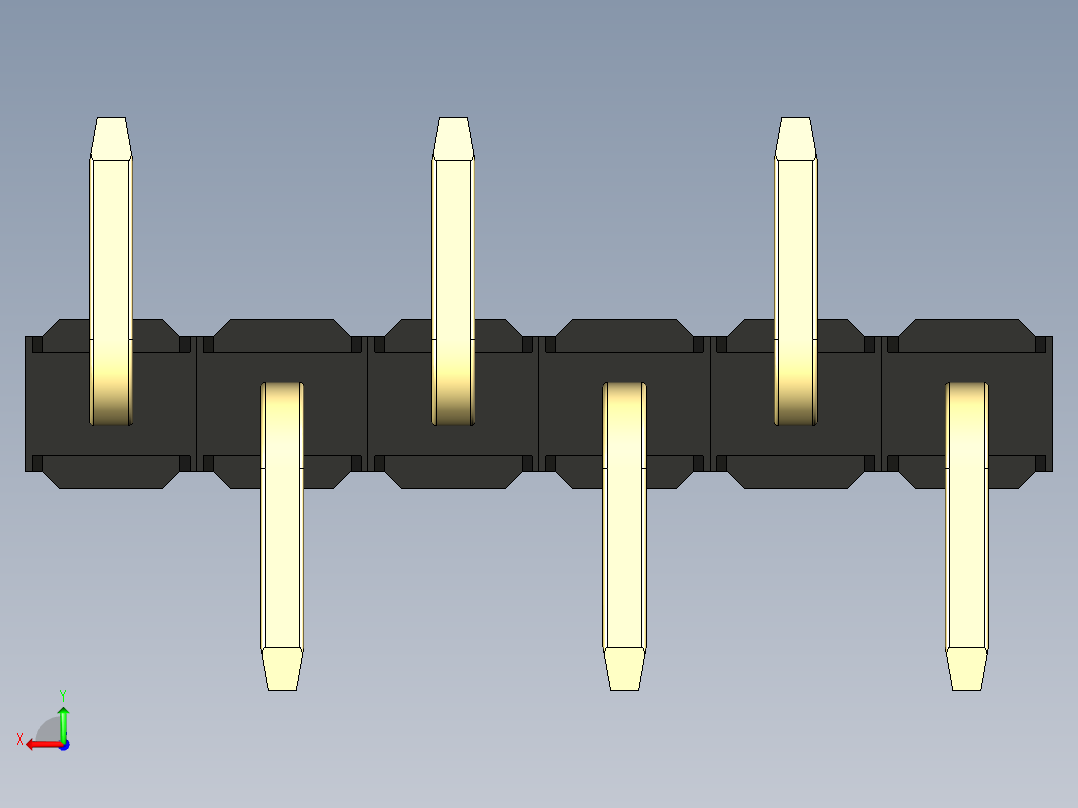 彩色公排针 100mil 2.54mm 系列-DS1022_black_06p_100mil_Type_SMT_R2_rev1.0后视图
