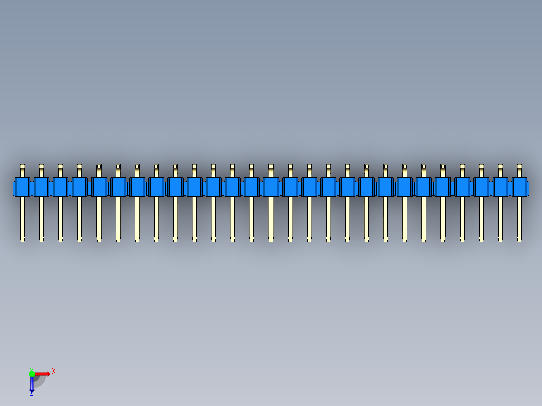 彩色公排针 100mil 2.54mm 系列-DS1022_blue_54p_100mil_TypeSMT_rev1.0俯视图
