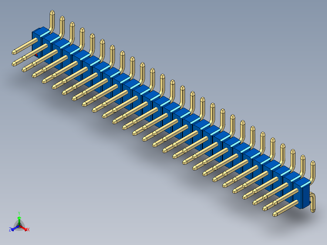 彩色公排针 100mil 2.54mm 系列-DS1022_blue_54p_100mil_TypeSMT_rev1.0正等轴测图