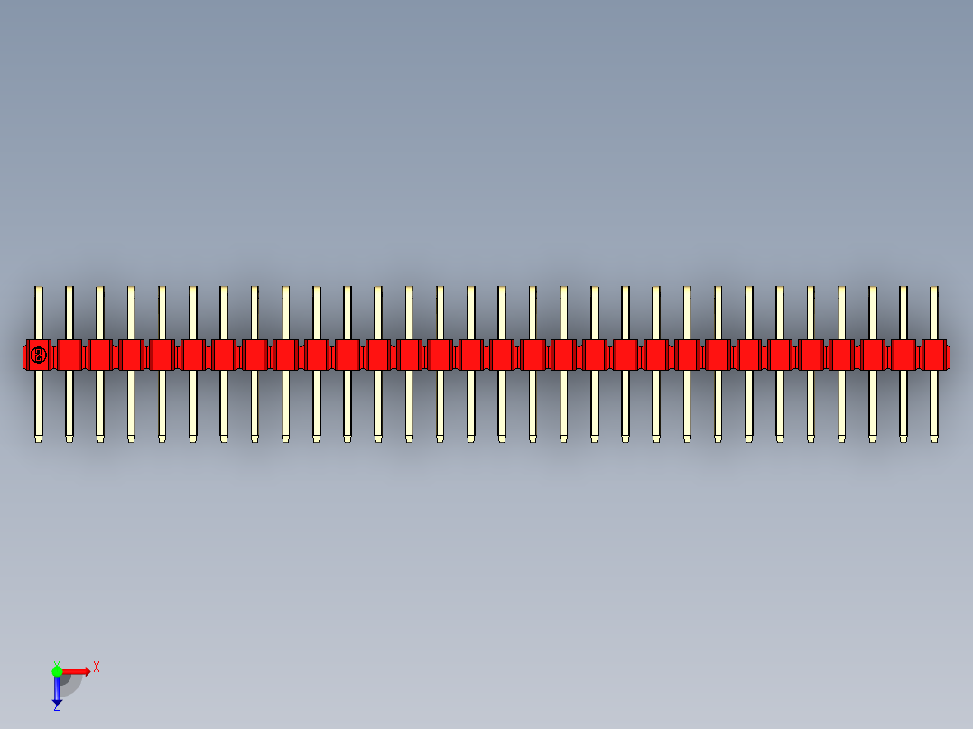 彩色公排针 100mil 2.54mm 系列-DS1022_red_2x30p_100mil_TypeD_rev1.0俯视图