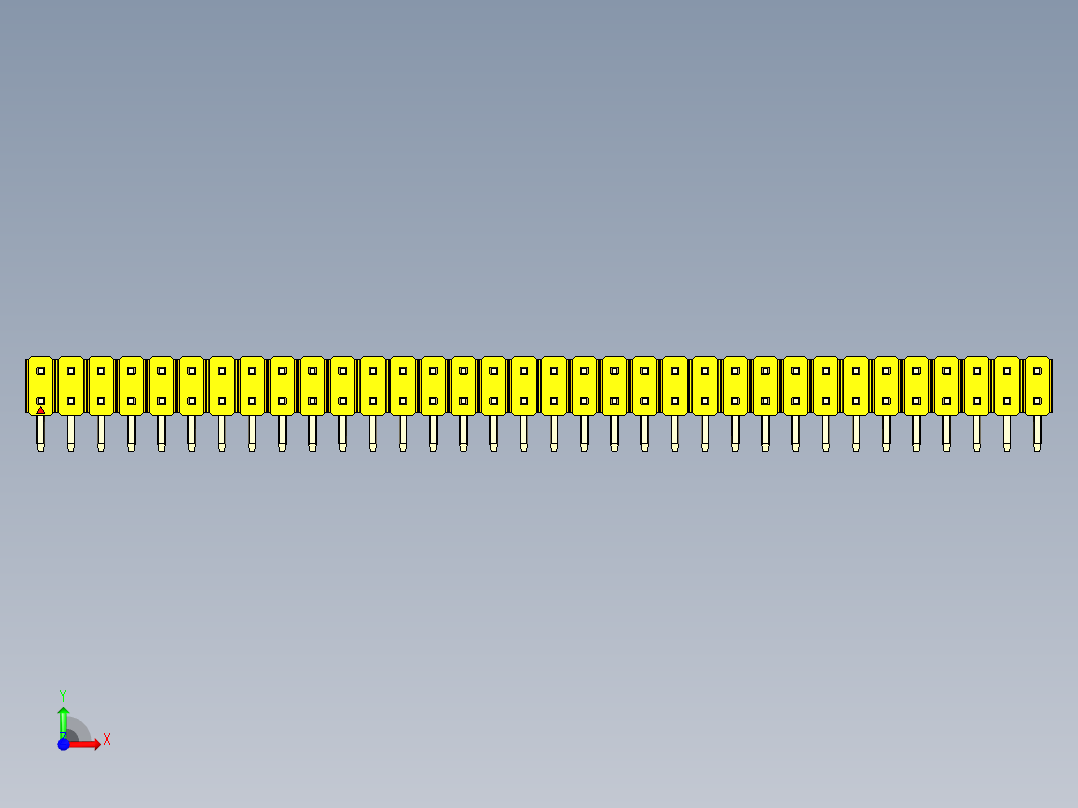 彩色公排针 100mil 2.54mm 系列-DS1022_yellow_2x34p_100mil_TypeD_rev1.0前视图