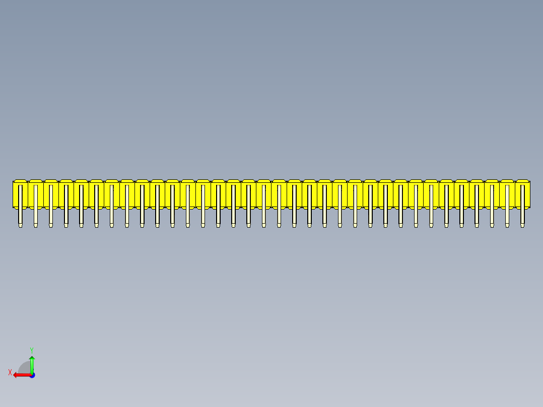 彩色公排针 100mil 2.54mm 系列-DS1022_yellow_2x34p_100mil_TypeD_rev1.0后视图