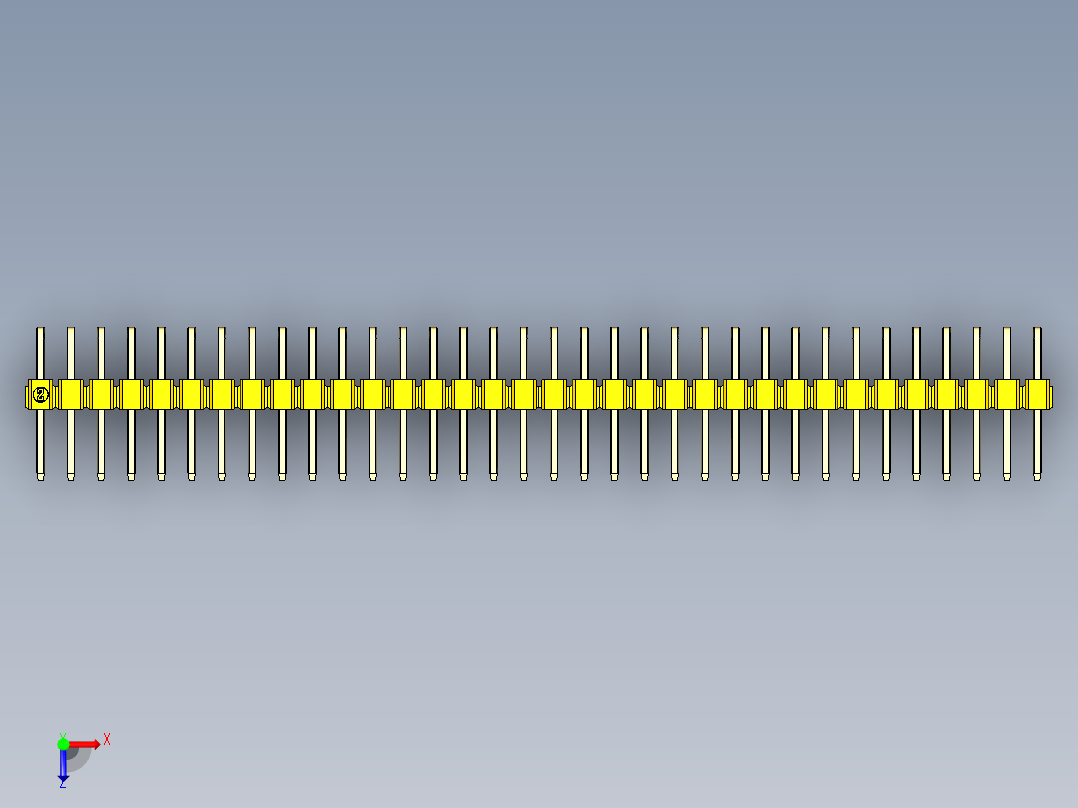 彩色公排针 100mil 2.54mm 系列-DS1022_yellow_2x34p_100mil_TypeD_rev1.0俯视图