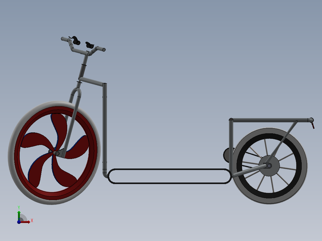 跑步自行车前视图