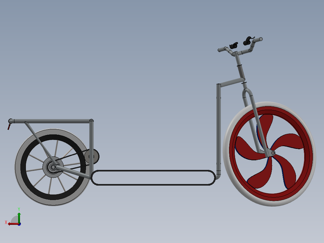 跑步自行车后视图