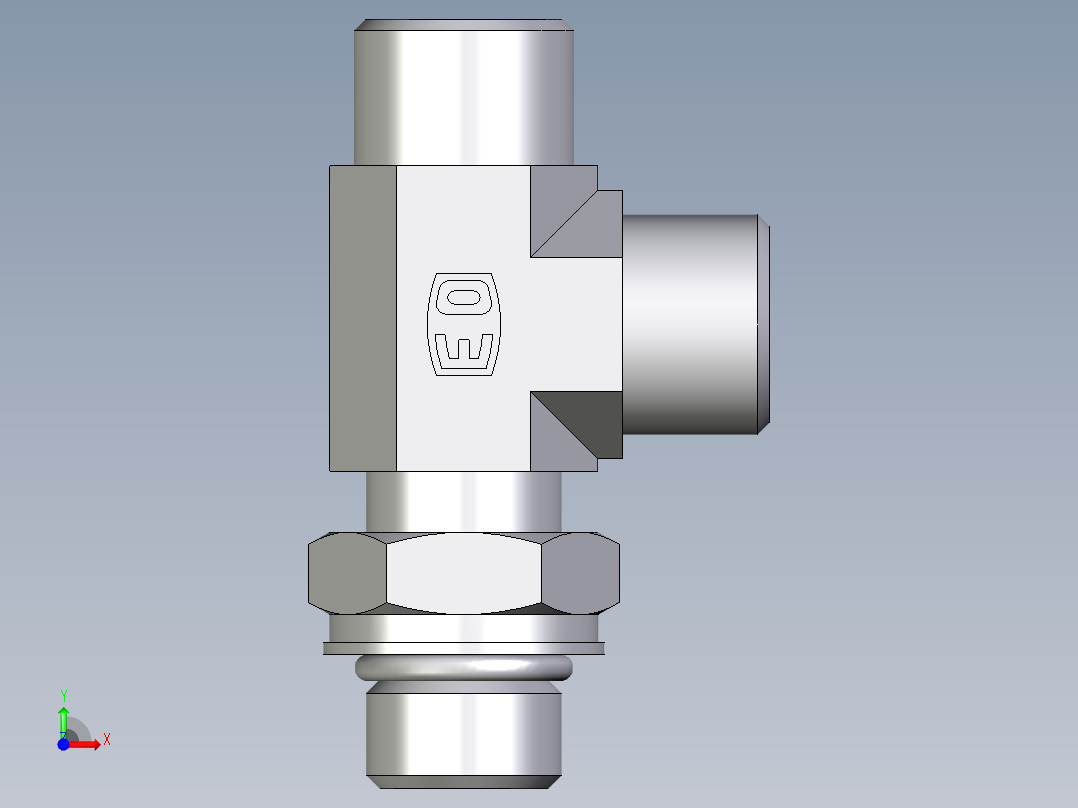 卡套式工业通用硬管接头EO_Adjustable_locknut_run_tee_LEE10SMOROMDCF前视图