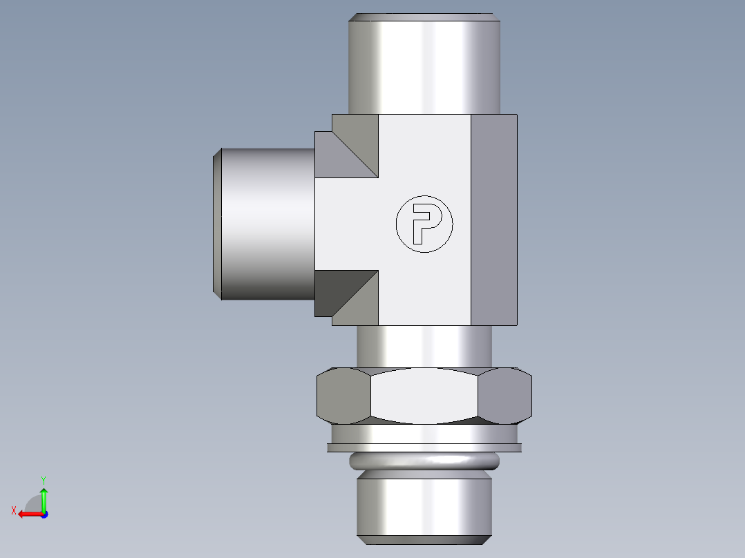 卡套式工业通用硬管接头EO_Adjustable_locknut_run_tee_LEE10SMOROMDCF后视图