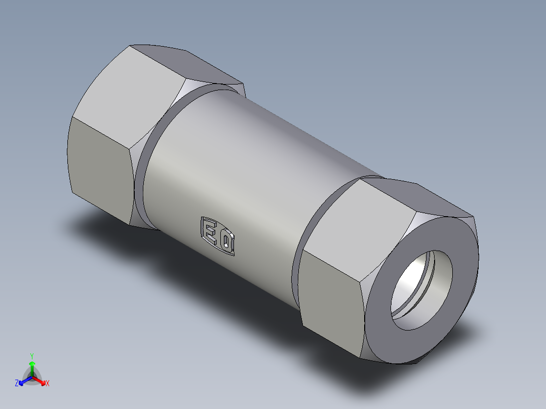 卡套式工业通用硬管接头EO_Weld_bulkhead_fitting_ESV25ZS正等轴测图