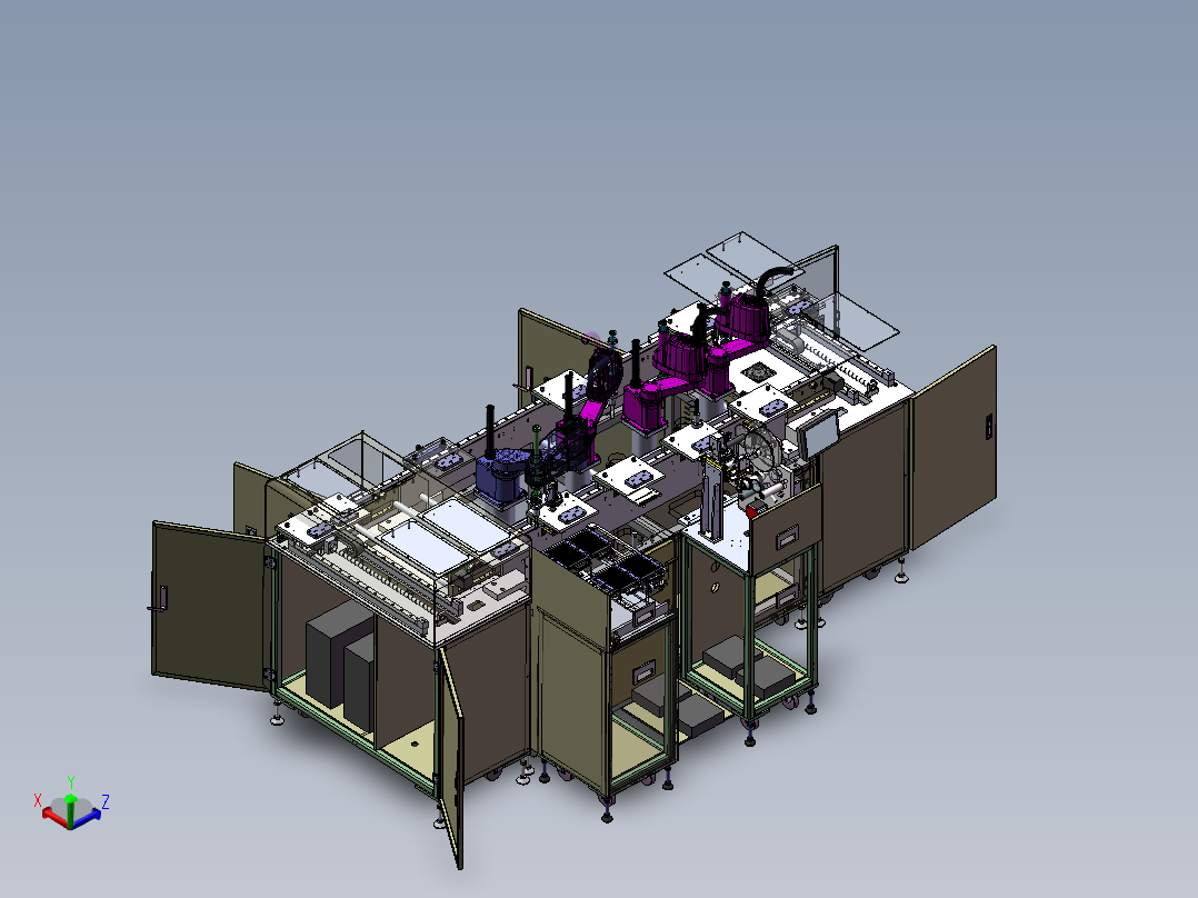 全自动直线循环生产线（sw12可编辑+工程图）