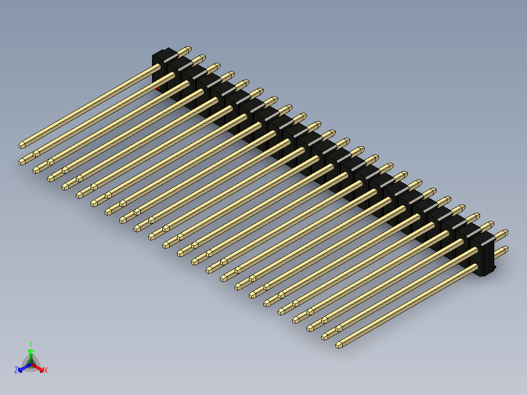 彩色公头100mil（2.54mm）系列-DS1021_black_2x23p_100mil_Type43_rev1.0正等轴测图