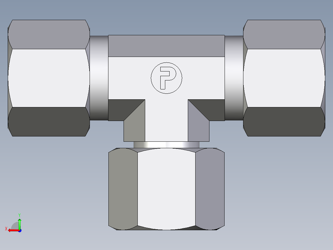 卡套式工业通用硬管接头EO_Swivel_nut_branch_tee_ET10LCF后视图