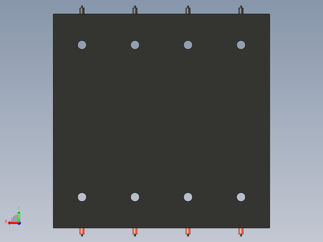 4 x 18650电池座。每个电池槽的单独导线，通常用于并联电池。带有M3（或#4）低头螺钉的安装支架孔。电池通过弹簧钢触点固定和接触后视图