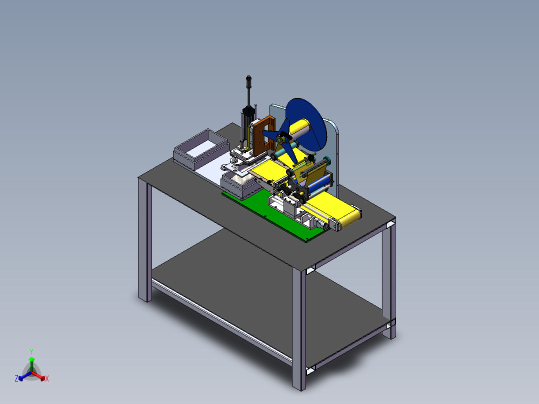 酱料包半自动贴标签机正等轴测图