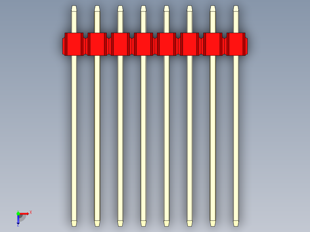 彩色公头100mil（2.54mm）系列-DS1021_red_2x08p_100mil_Type19_rev1.0俯视图
