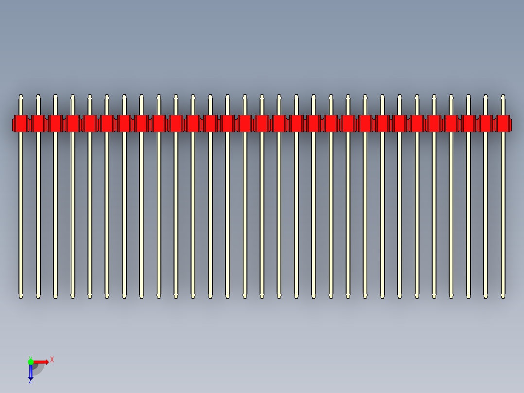 彩色公头100mil（2.54mm）系列-DS1021_red_2x29p_100mil_Type43_rev1.0俯视图