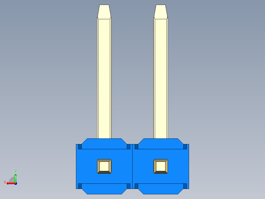 彩色公排针 100mil 2.54mm 系列-DS1022_blue_02p_100mil_TypeU_rev1.0后视图