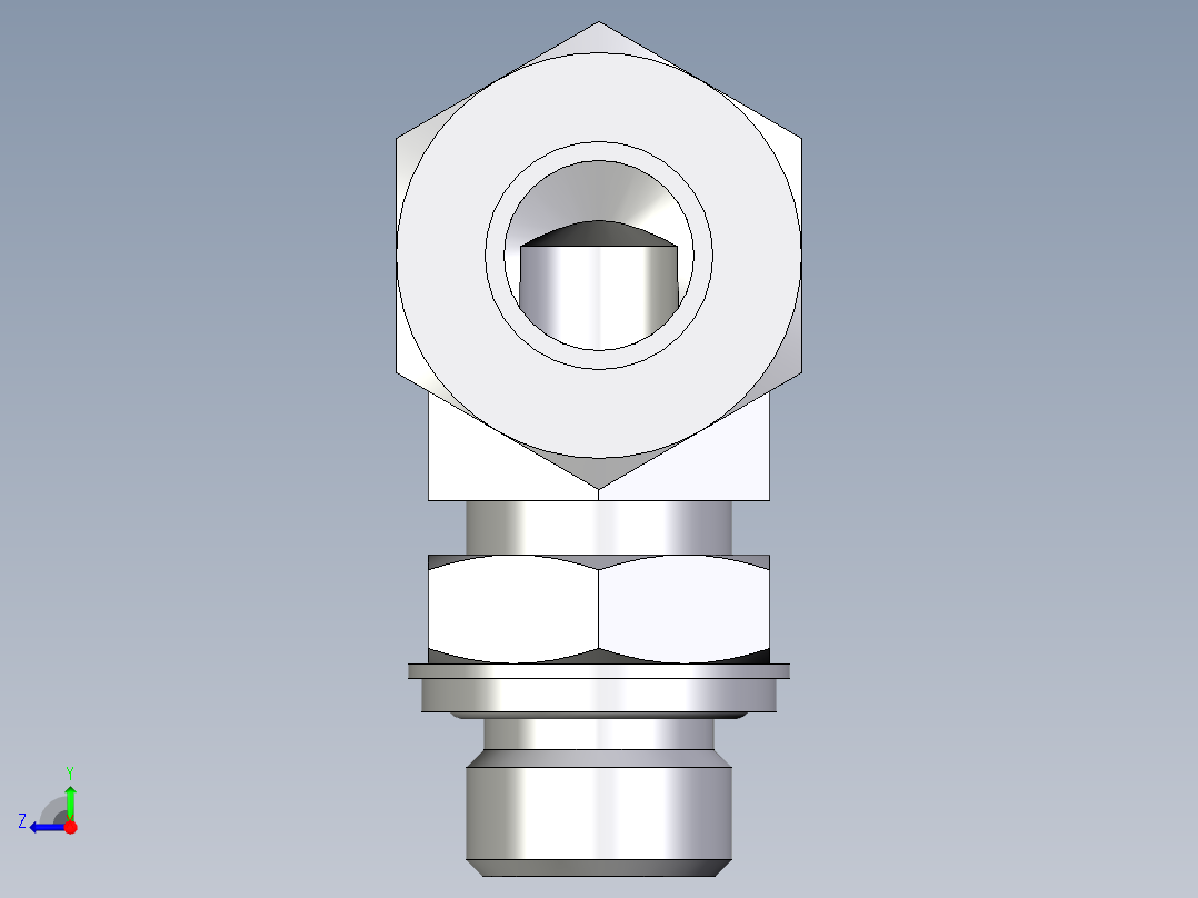 卡套式工业通用硬管接头EO_Adjustable_Locknut_elbow_WEE18LRCF右视图