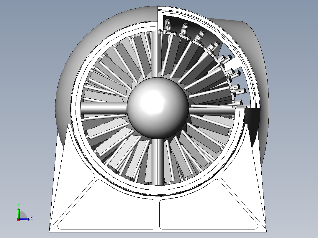 用于 3D 打印的涡轮燃气涡轮发动机模型---模型格式为 stl sw左视图