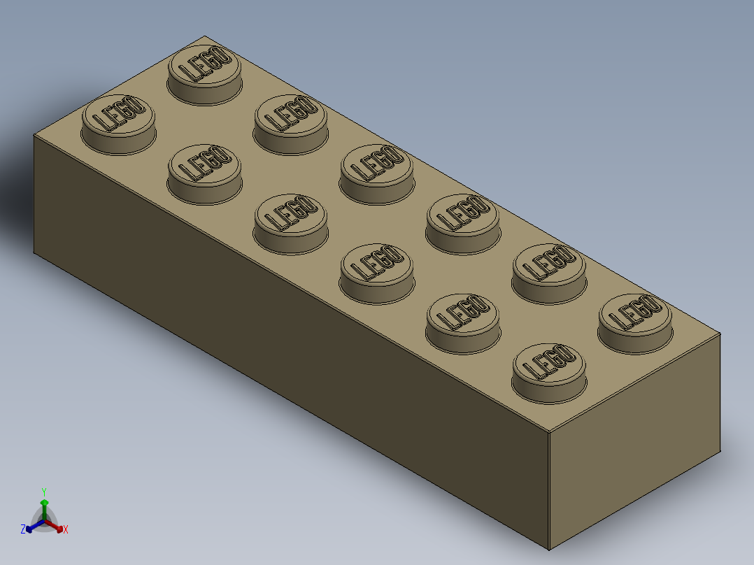 乐高套装 4421基本积木-4181134 - 2456 - 44237 Brick Yellow - Tan Brick 2 x 6.SLDPRT正等轴测图