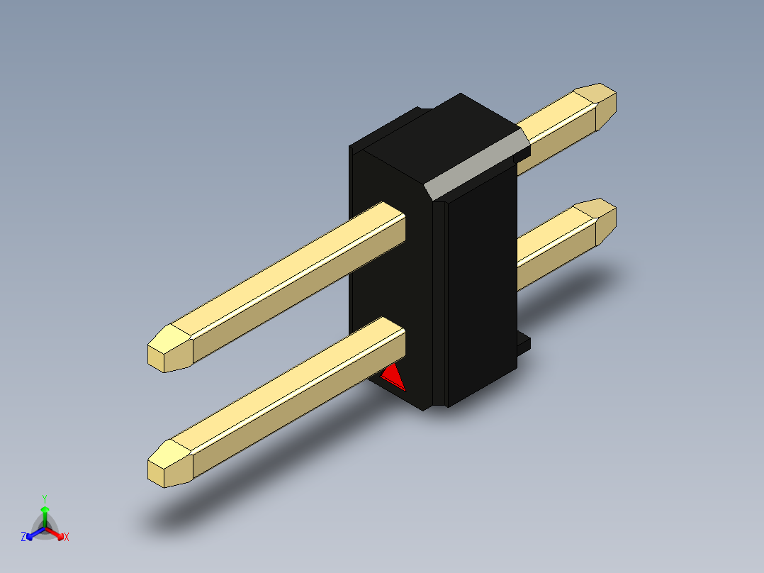 彩色公头100mil（2.54mm）系列-DS1021_black_2x01p_100mil_Type1_rev1.0正等轴测图