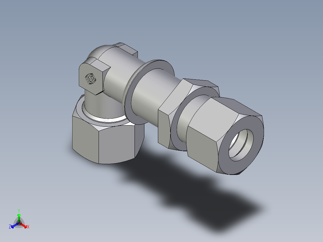 卡套式工业通用硬管接头EO_Bulkhead_elbow_WSV12L71正等轴测图