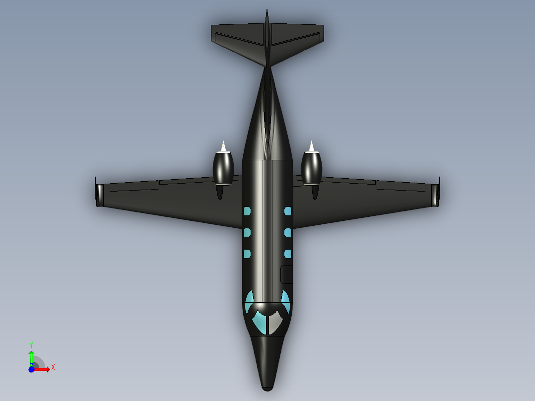 HondaJet小型商务喷气飞机造型3D图纸 STEP格式前视图