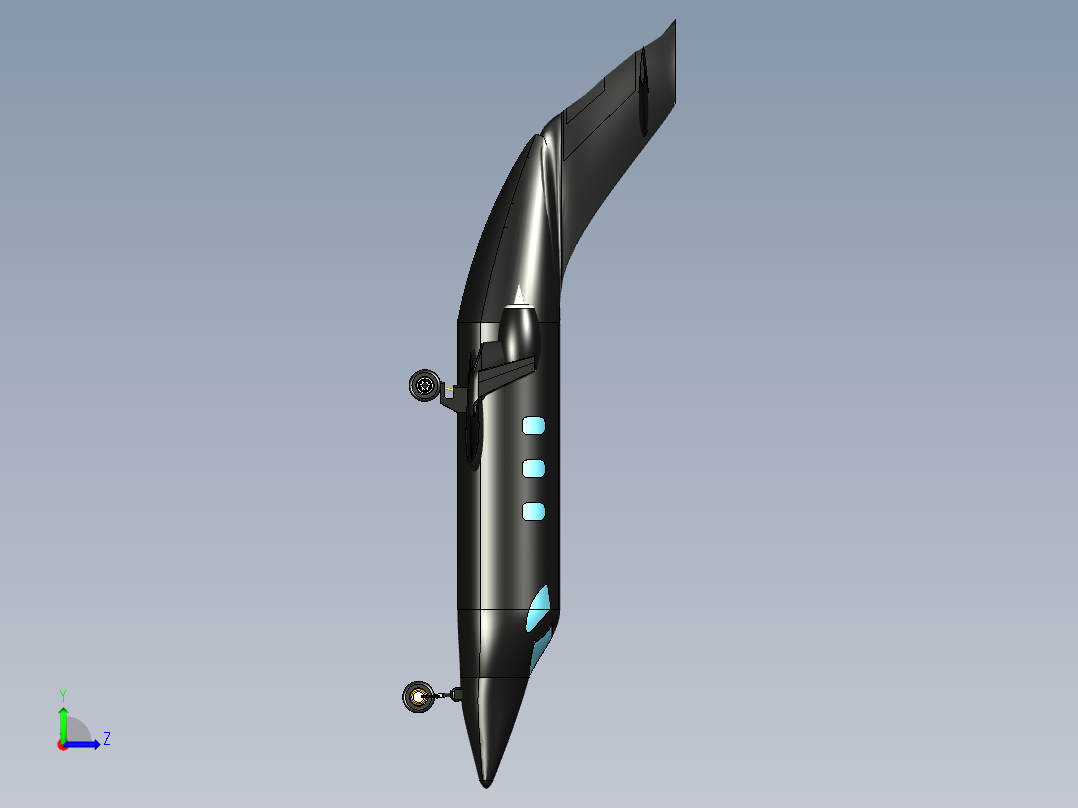 HondaJet小型商务喷气飞机造型3D图纸 STEP格式左视图