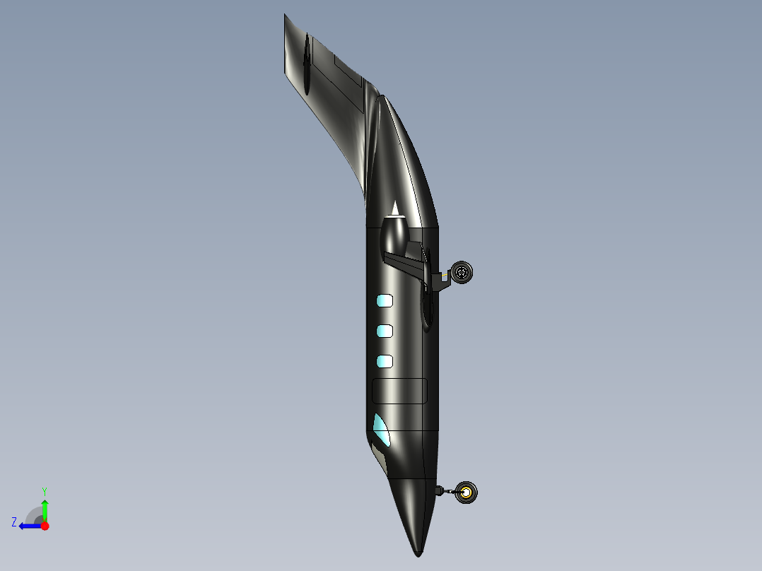 HondaJet小型商务喷气飞机造型3D图纸 STEP格式右视图