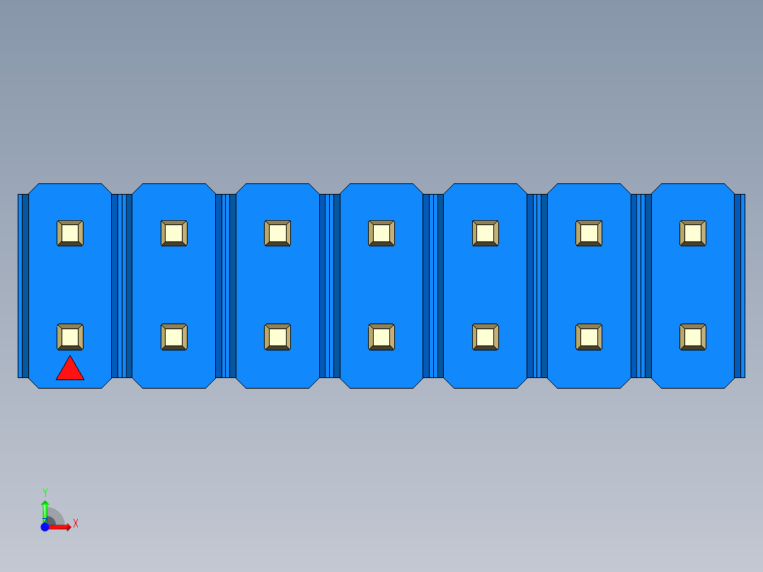 彩色公头100mil（2.54mm）系列-DS1021_blue_2x07p_100mil_Type1_rev1.0前视图