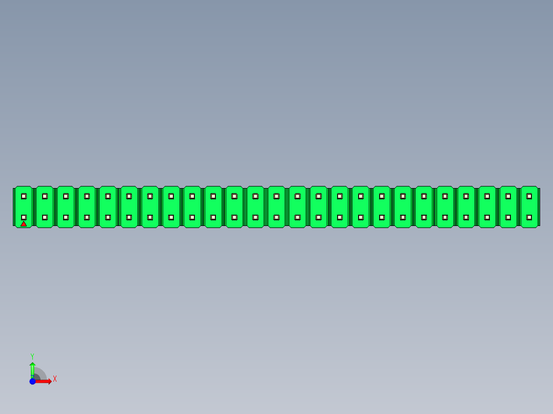 彩色公头100mil（2.54mm）系列-DS1021_green_2x25p_100mil_Type43_rev1.0前视图
