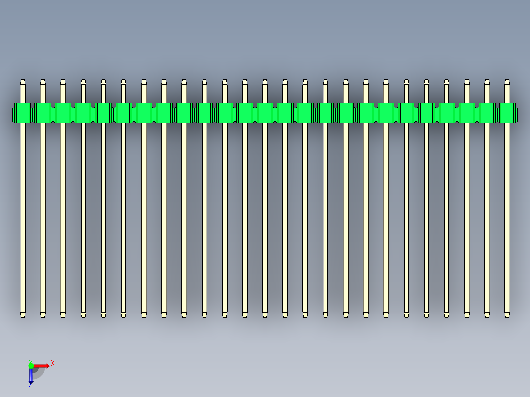彩色公头100mil（2.54mm）系列-DS1021_green_2x25p_100mil_Type43_rev1.0俯视图
