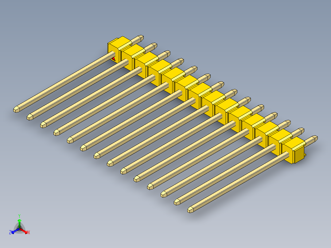 彩色公头100mil（2.54mm）系列-DS1021_yellow_1x14p_100mil_Type19_rev1.0