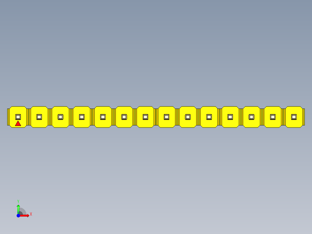 彩色公头100mil（2.54mm）系列-DS1021_yellow_1x14p_100mil_Type19_rev1.0前视图