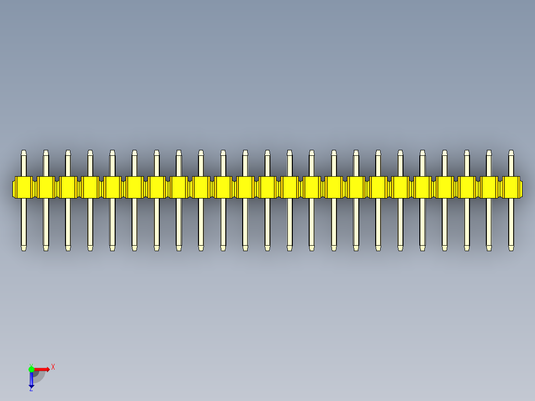 彩色公头100mil（2.54mm）系列-DS1021_yellow_1x23p_100mil_Type1_rev1.0俯视图