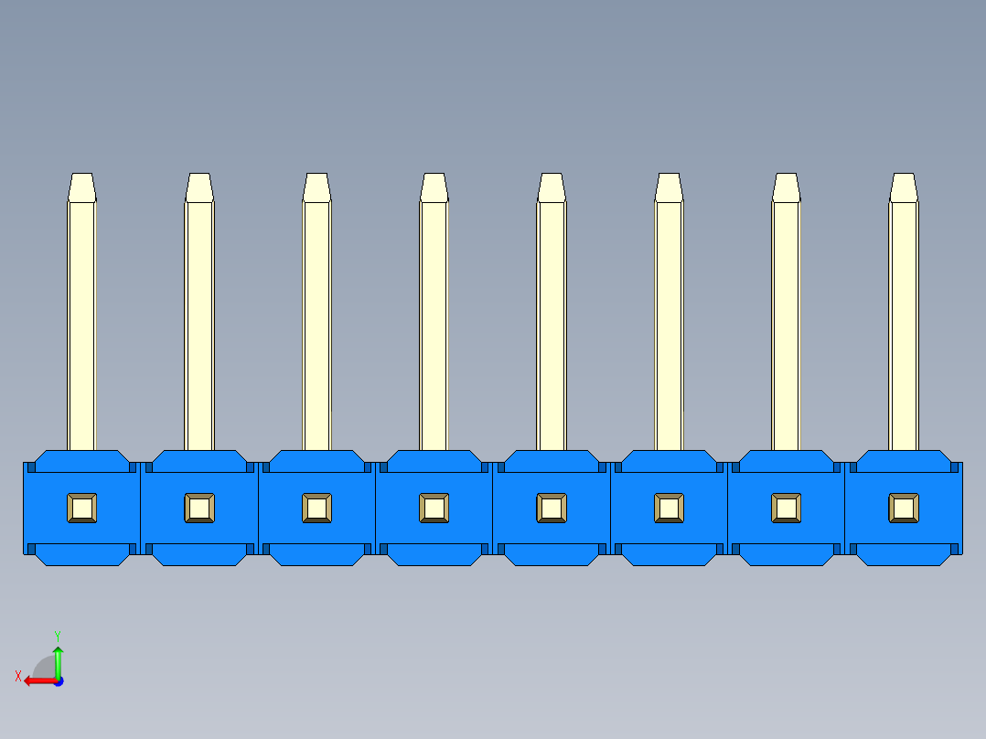 彩色公排针 100mil 2.54mm 系列-DS1022_blue_08p_100mil_TypeU_rev1.0后视图