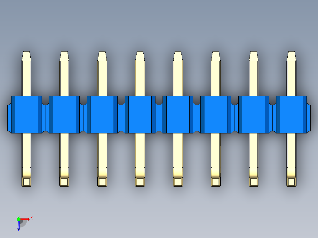 彩色公排针 100mil 2.54mm 系列-DS1022_blue_08p_100mil_TypeU_rev1.0俯视图