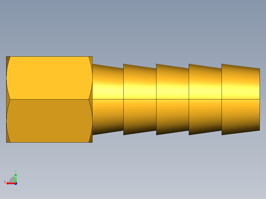 倒齿式工业管接头Hose Barb to Female Pipe 126HBL-6-2后视图