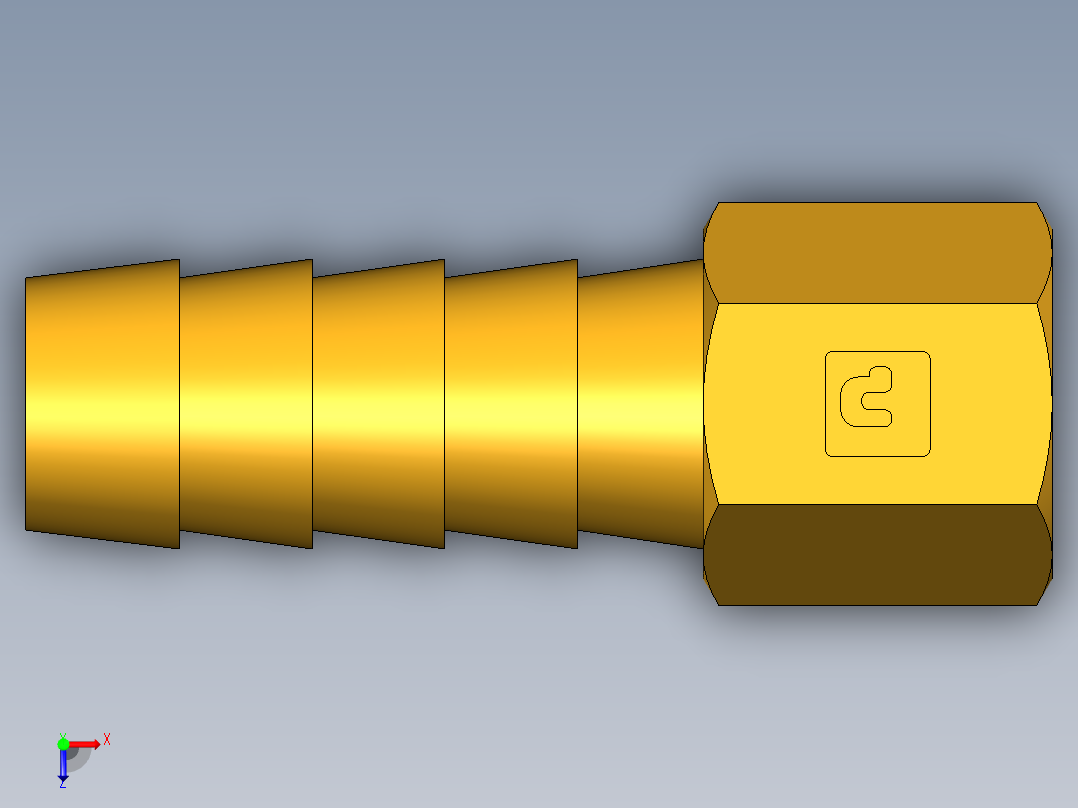 倒齿式工业管接头Hose Barb to Female Pipe 126HBL-6-2俯视图