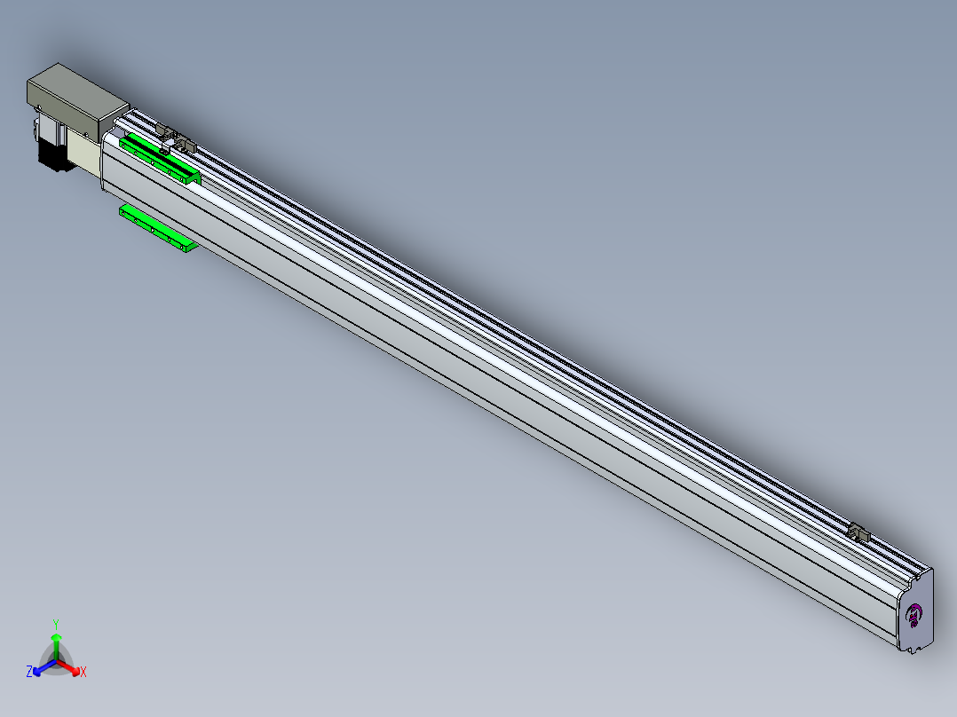 同步带滑台-半封闭B13H-L45-S1400-R-P40-D3正等轴测图