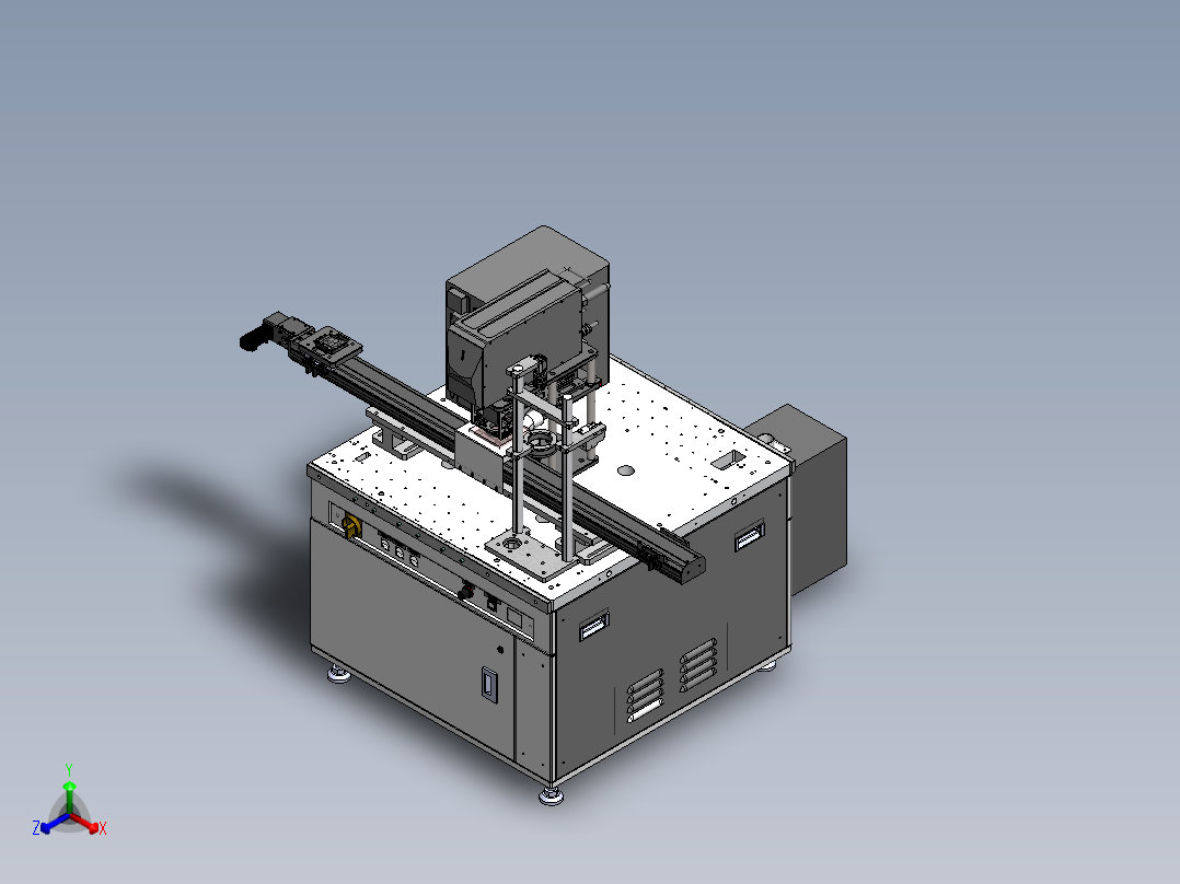 激光镭雕与CCD检测设备（sw16可编辑+工程图+bom）正等轴测图