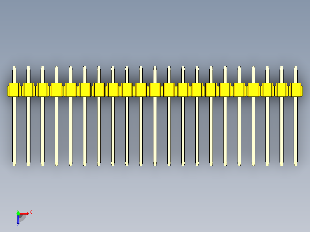 彩色公头100mil（2.54mm）系列-DS1021_yellow_1x21p_100mil_Type5_rev1.0俯视图