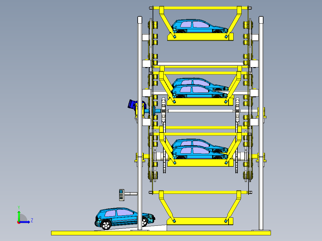 垂直循环立体车库设计资料含三维二维说明书左视图