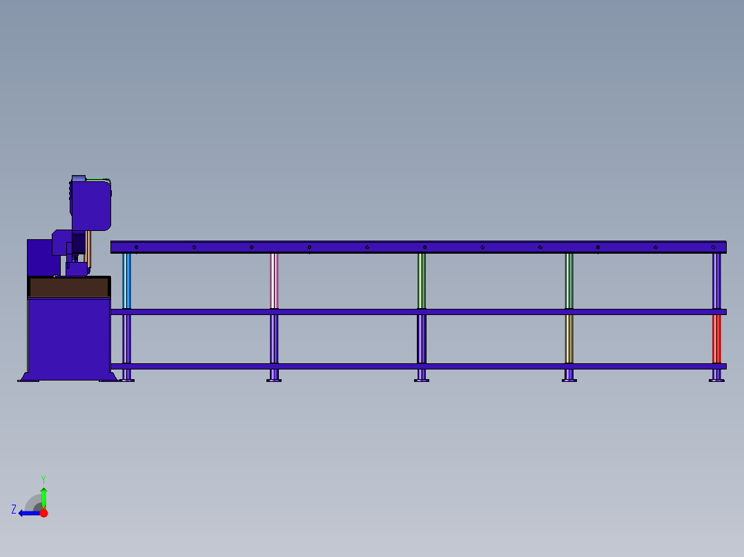龙门卧式木工带锯机结构设计右视图